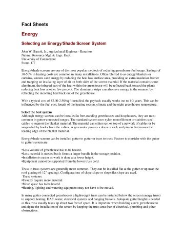 Selecting an Energy/Shade Screen System - UMass Extension