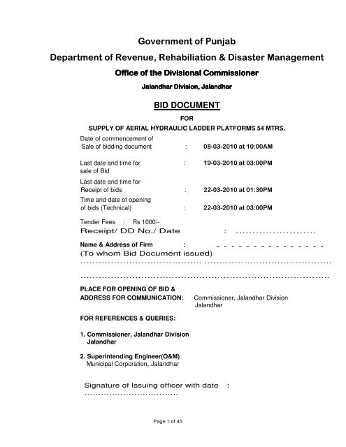 Government of Punjab Department of Revenue, Rehabiliation ...