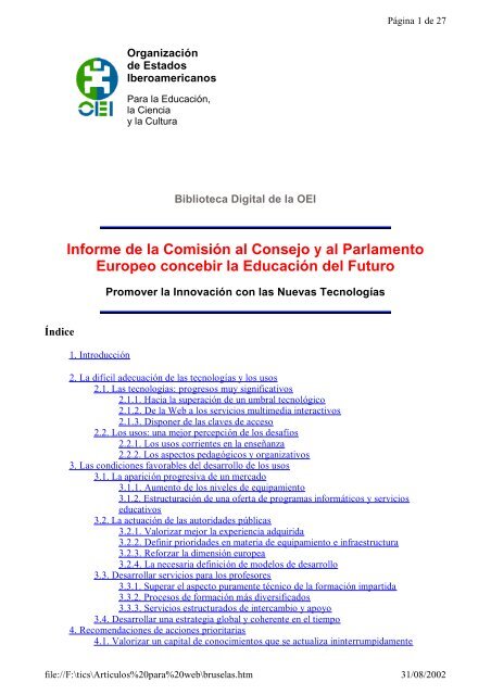 Informe de la ComisiÃ³n al Consejo y al Parlamento Europeo ...