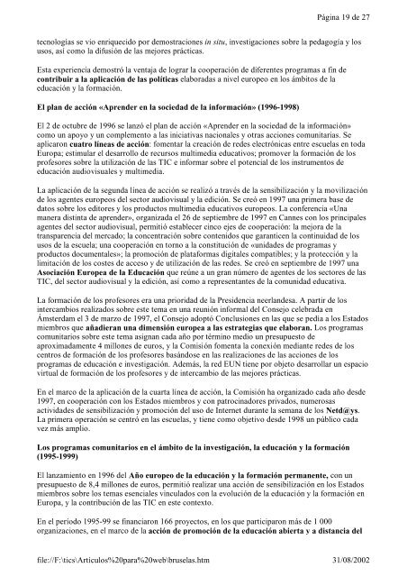 Informe de la ComisiÃ³n al Consejo y al Parlamento Europeo ...