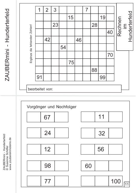 ZAUBERmini - Hunderterfeld - Zaubereinmaleins