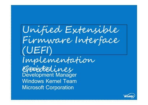 Unified Extensible Firmware Interface (UEFI)