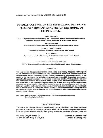 Optimal control of the penicillin G fed-batch fermentation: An ...