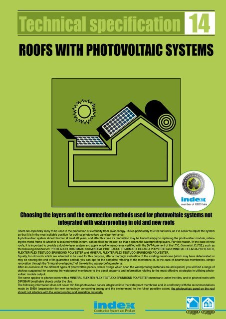 ROOFS WITH PHOTOVOLTAIC SYSTEMS - Index S.p.A.