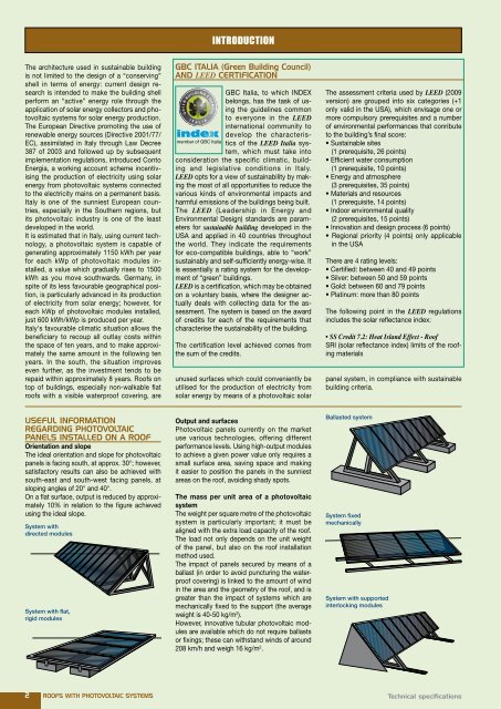 ROOFS WITH PHOTOVOLTAIC SYSTEMS - Index S.p.A.