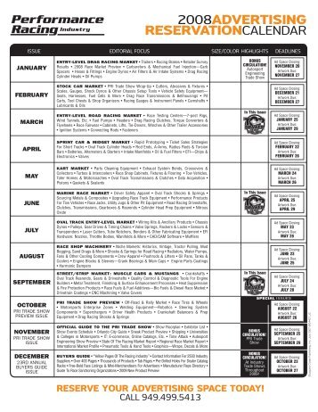 2008advertising reservationcalendar - Performance Racing Industry