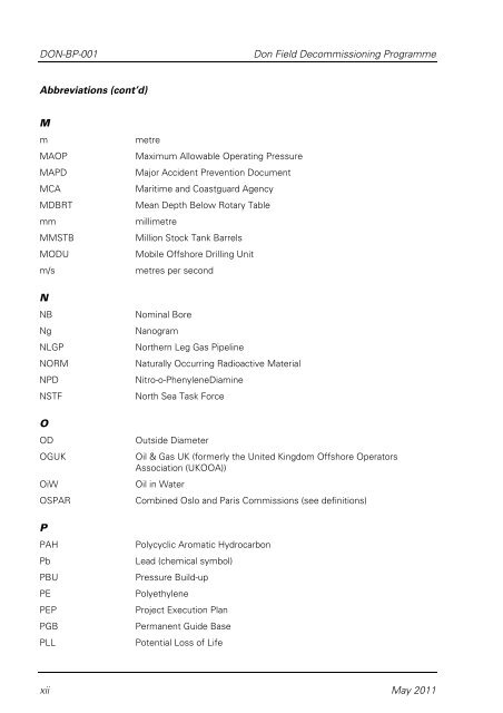 Don Field Decommissioning Programme (pdf, 7.8MB) null - BP