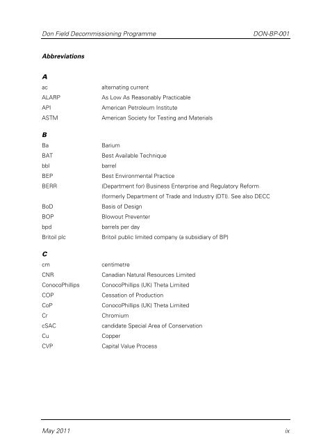 Don Field Decommissioning Programme (pdf, 7.8MB) null - BP