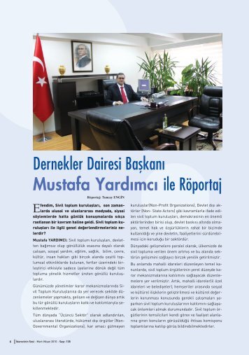 Dernekler Dairesi BaÅkanÄ± Sn Mustafa YARDIMCI Ä°le RÃ¶portaj