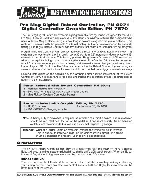 Pro Mag Digital Retard Controller and Digital Controller Graphic Editor