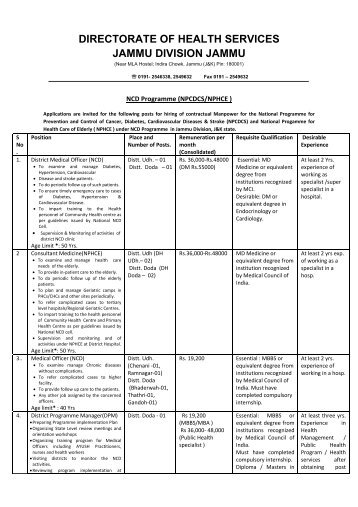 directorate of health services jammu division jammu - Department of ...