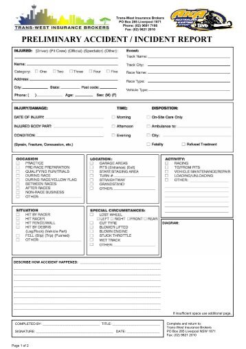 PRELIMINARY ACCIDENT / INCIDENT REPORT