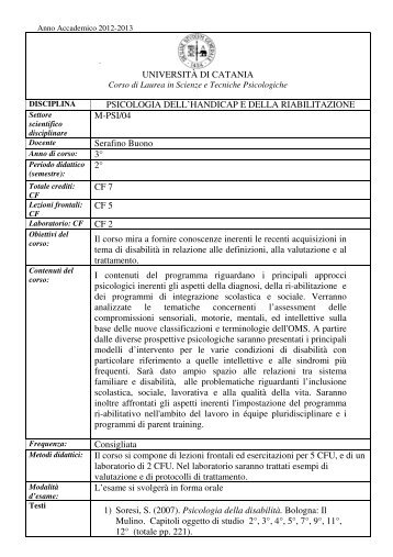 Psicologia dell'handicap e della riabilitazione - Scienze della ...