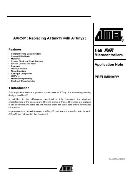 AVR501: Replacing ATtiny15 with ATtiny25