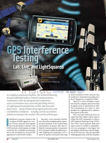 gPs Interference testing lab, live, and lightsquared - Inside GNSS