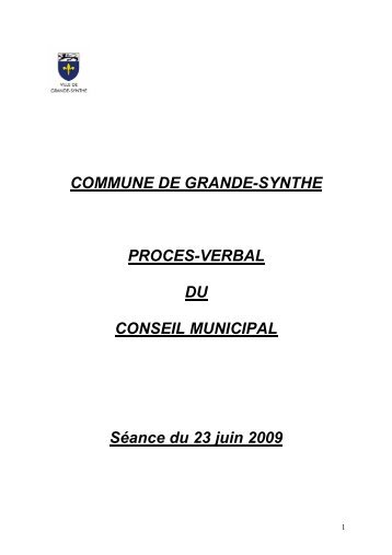 procÃ¨s verbal CM 23 juin 2009 - Ville de Grande-Synthe