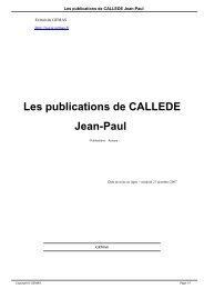 Les publications de CALLEDE Jean-Paul - Copyright Â© GEMAS