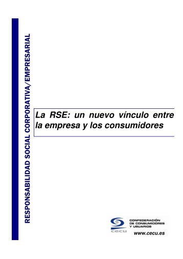 La RSE: un nuevo vÃ­nculo entre la empresa y los consumidores - Cecu