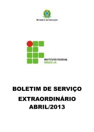 BOLETIM DE SERVIÇO EXTRAORDINÁRIO ABRIL/2013 - IFB