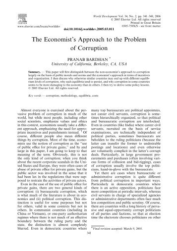 The Economist's Approach to the Problem of Corruption - Projects at ...