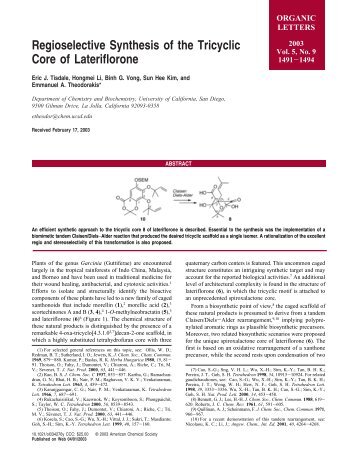 Regioselective Synthesis of the Tricyclic Core of Lateriflorone