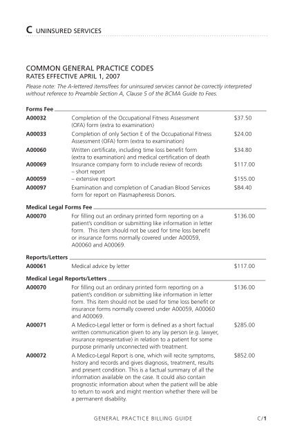 General Practice BILLING GUIDE - British Columbia Medical ...