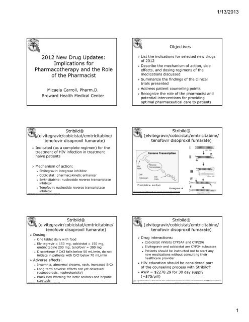 2012 New Drug Updates: Implications for ... - Dcpa.us