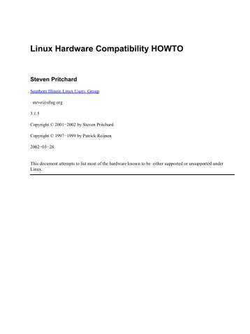 Linux Hardware Compatibility HOWTO - ftp.pwr.wroc.pl.