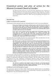 Ecumenical policy and plan of action for the Mission Covenant ...