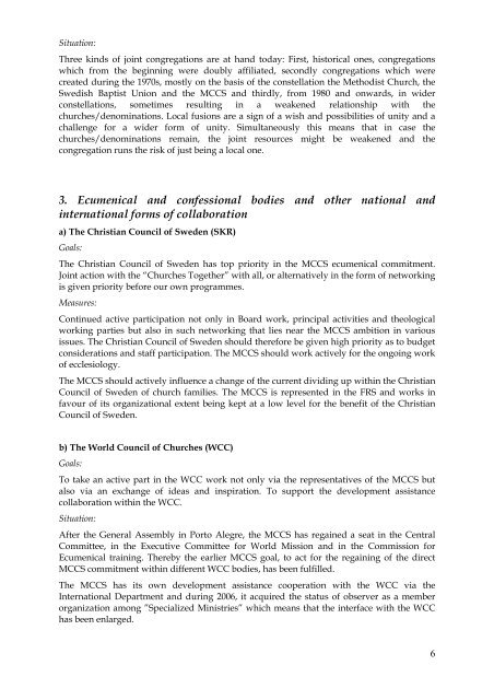 Ecumenical policy and plan of action for the Mission Covenant ...