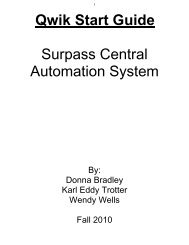 Qwik Start Guide Surpass Central Automation System - Go here
