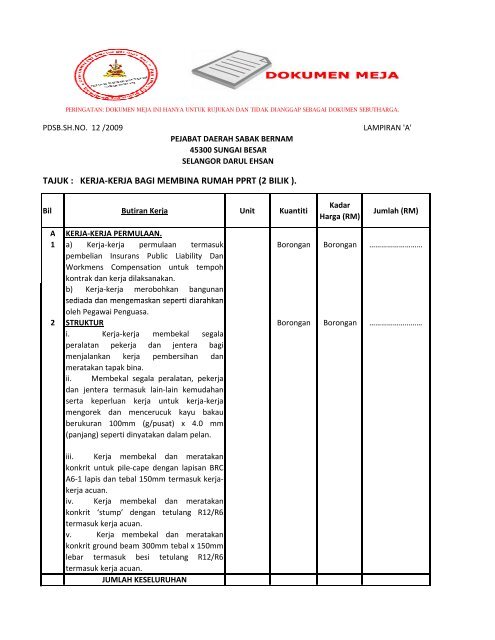Bagan Sg.Pulai - Sistem Tender Dokumen dan Sebutharga - Selangor