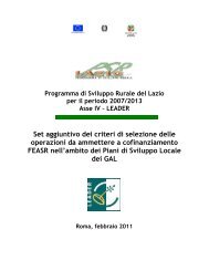 Criteri aggiuntivi PSL GAL - Agricoltura - Regione Lazio