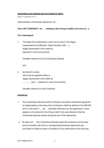 CALL-OFF CONTRACT, ref. T - Pianoo