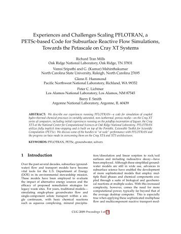 Experiences and Challenges Scaling PFLOTRAN, a PETSc-based ...
