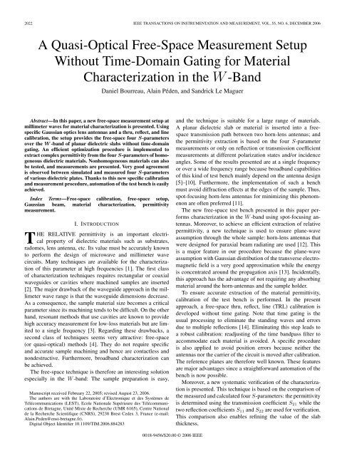 A Quasi-Optical Free-Space Measurement Setup Without - Service d ...