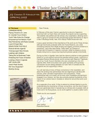 JGI Newsletter Spring 2009 - the Jane Goodall Institute of Canada