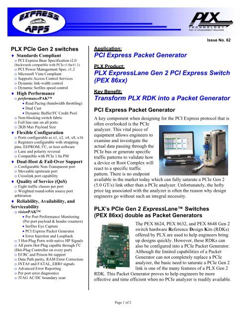 PCI Express Packet Generator PLX ExpressLane ... - PLX Technology