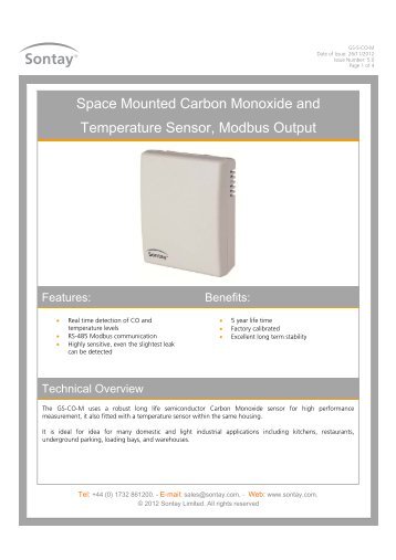 Space Mounted Carbon Monoxide and Temperature ... - Sontay