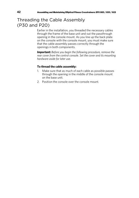 Operating and Maintaining the P80 Console - Precor