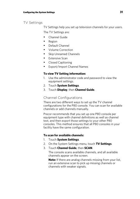 Operating and Maintaining the P80 Console - Precor