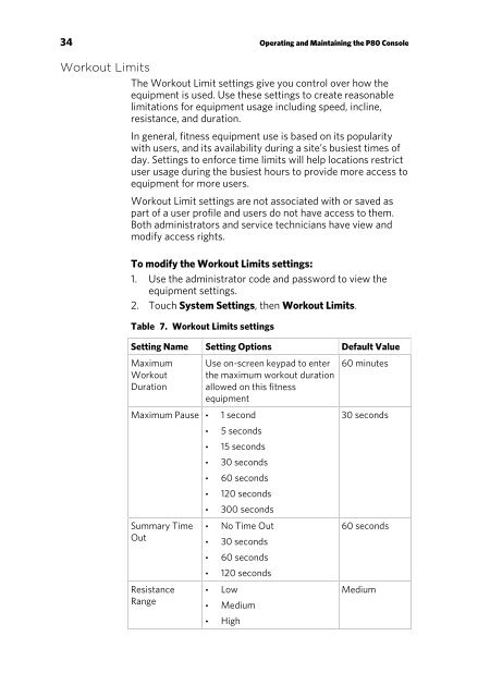 Operating and Maintaining the P80 Console - Precor