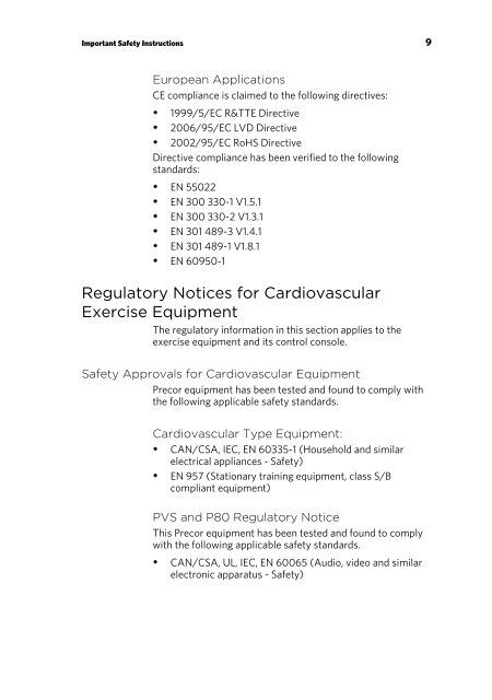 Operating and Maintaining the P80 Console - Precor