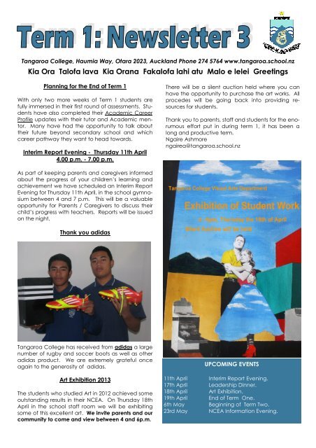 2013 Term 1 Issue 3 - Tangaroa College