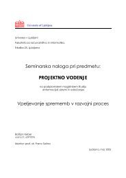 Projektno vodenje: seminarska naloga - Univerza v Ljubljani