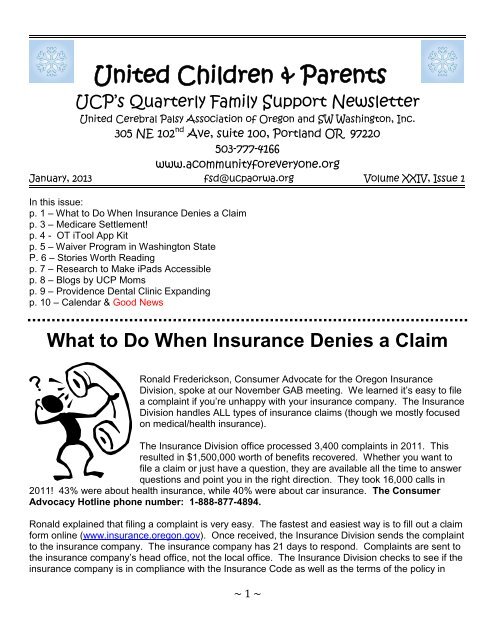 United Children & Parents - United Cerebral Palsy of Oregon ...