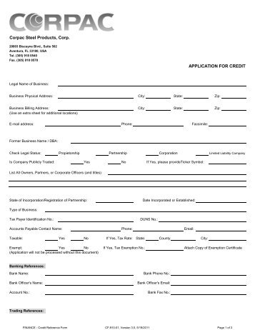 CF-910-01-3.0 Credit Application Form (for client) ENGLISH