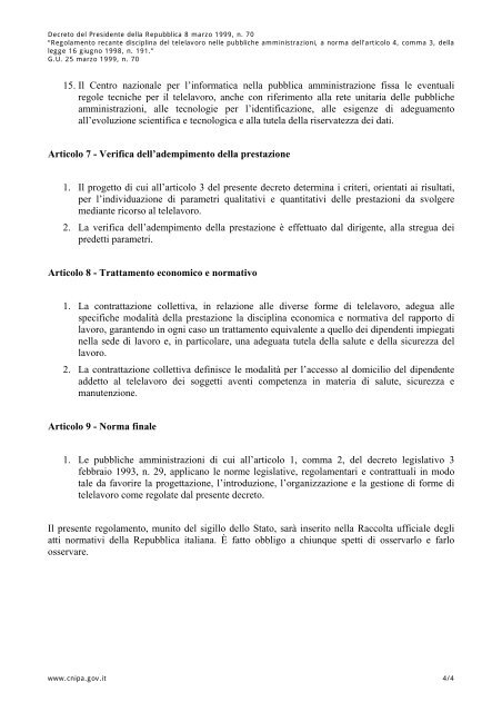 Decreto del Presidente della Repubblica 8 marzo ... - Archivio CNIPA