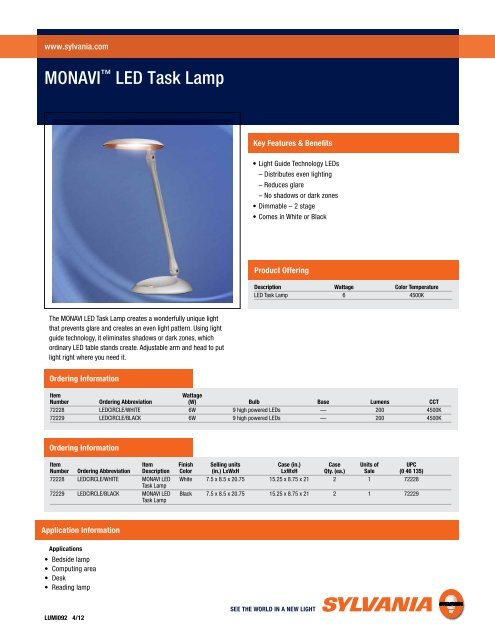 MONAVIâ¢ LED Task Lamp - Osram Sylvania