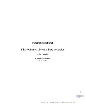 Distribuirane i objektne baze podataka - Ncd.matf.bg.ac.rs